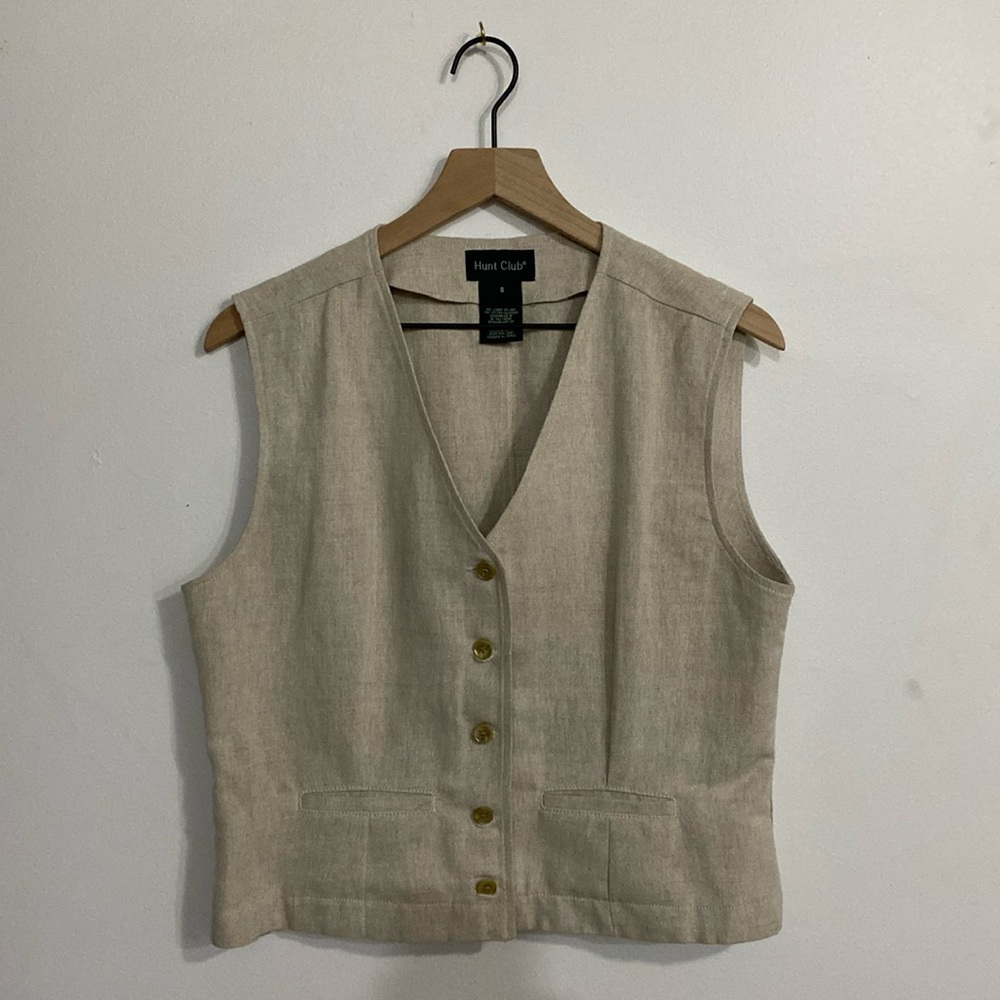 Linen Cotton Blend Vintage Vest Top (US 8)
